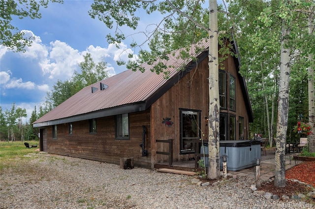 rustic home with metal roof