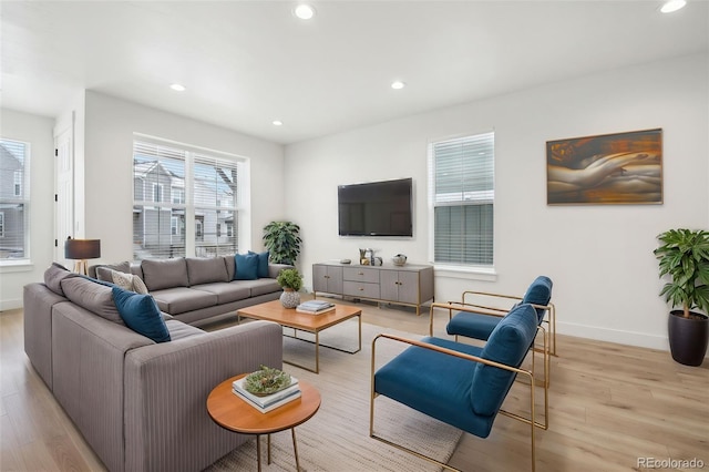 living room featuring light hardwood / wood-style floors