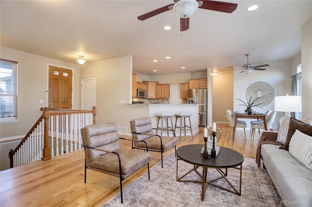 living room featuring light hardwood / wood-style floors