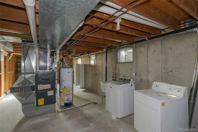 2976 S Magnolia Way, Denver, CO 80224 - unfinished below grade area with gas water heater, washer and dryer, and heating unit