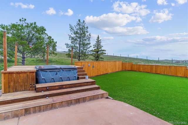40192 Margaret Dr, Elizabeth, CO 80107 - view of yard featuring a covered hot tub and a fenced backyard