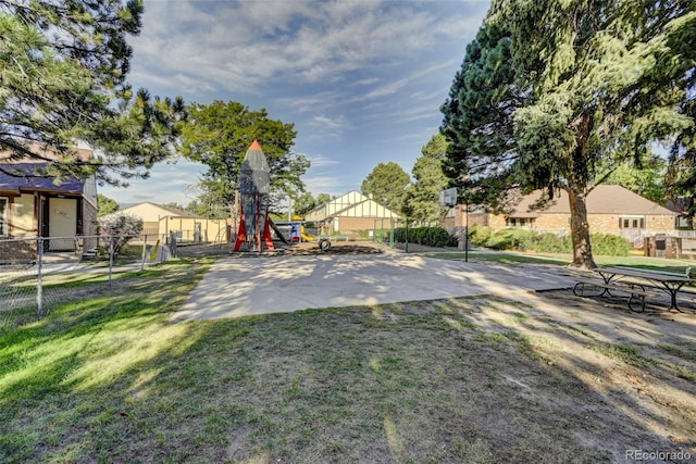 view of yard with a playground