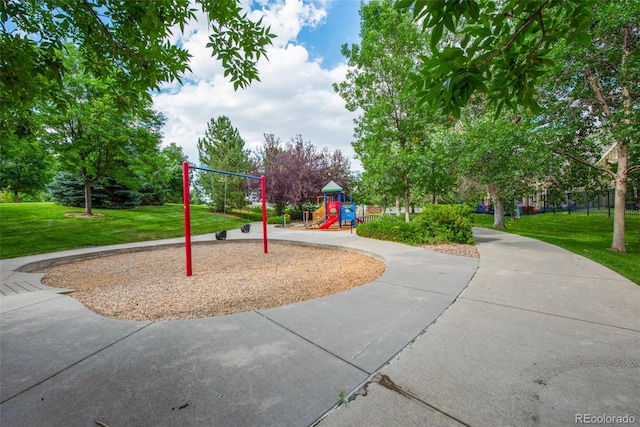 community play area featuring a yard