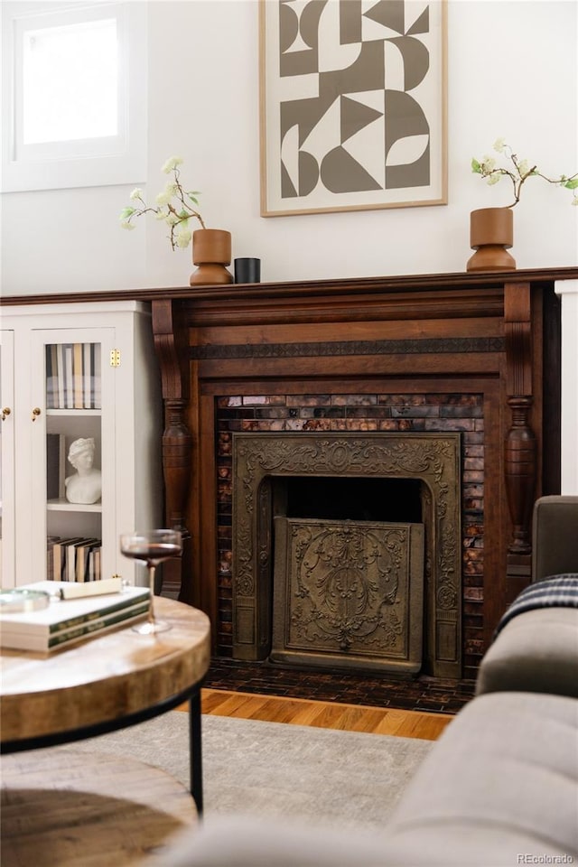 4224 N Clay St, Denver, CO 80211 - detailed view of a fireplace with flush hearth and wood finished floors