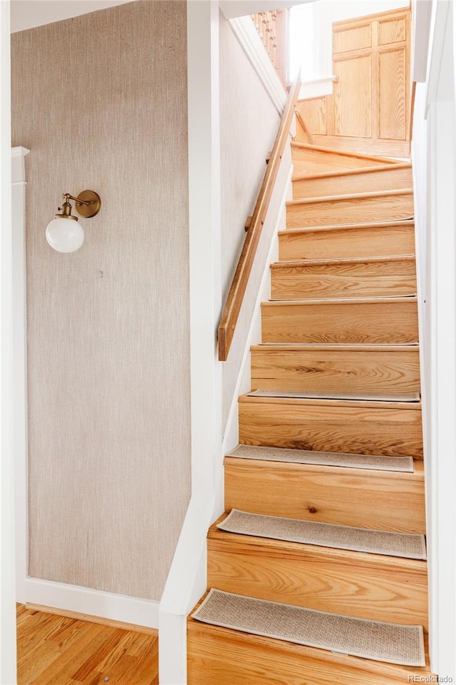 4224 N Clay St, Denver, CO 80211 - stairway with wood finished floors and baseboards