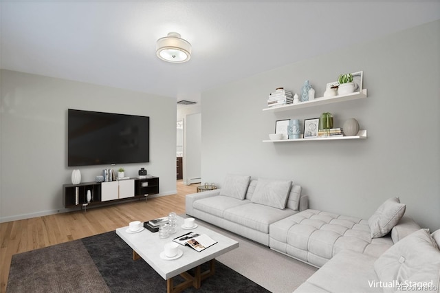 living room with wood-type flooring