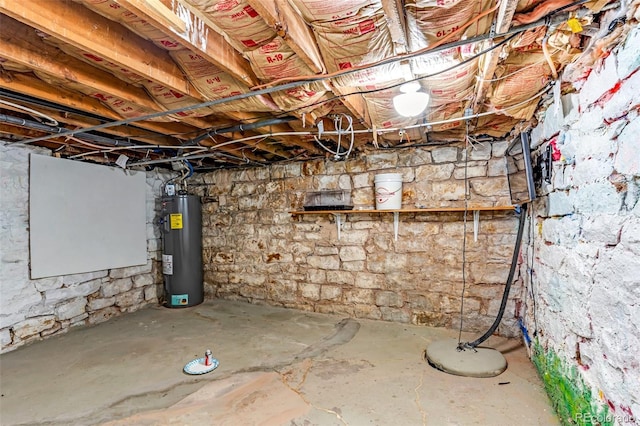 basement with water heater