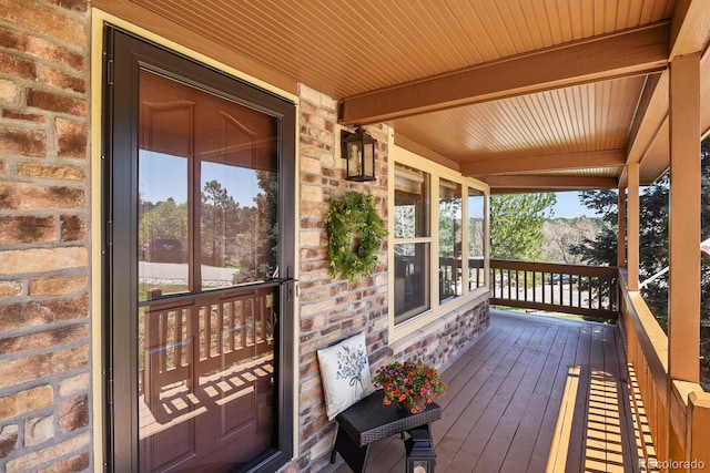 deck featuring covered porch