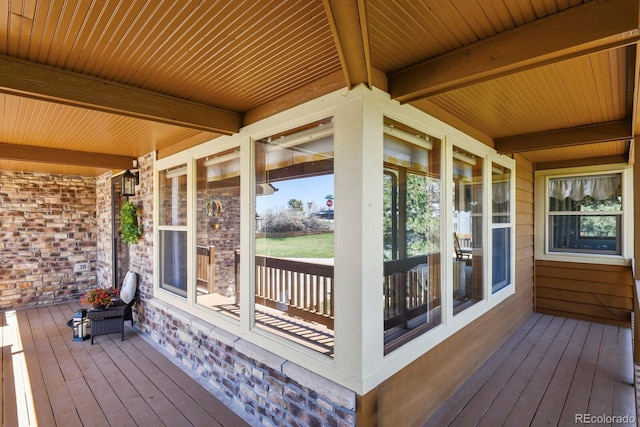 deck featuring covered porch