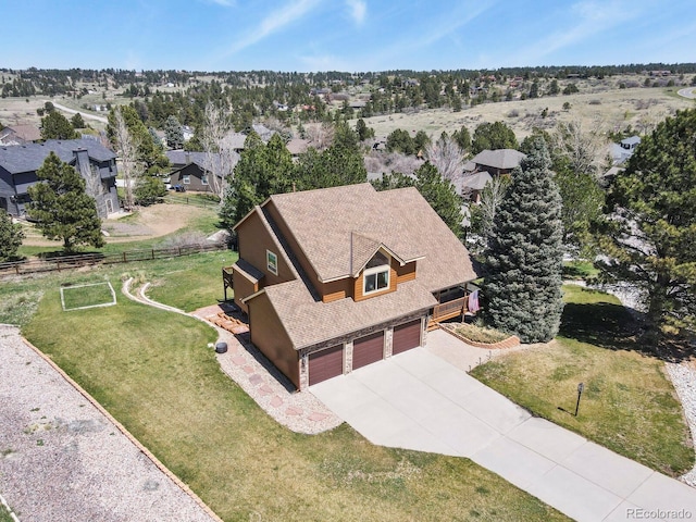 bird's eye view with a residential view