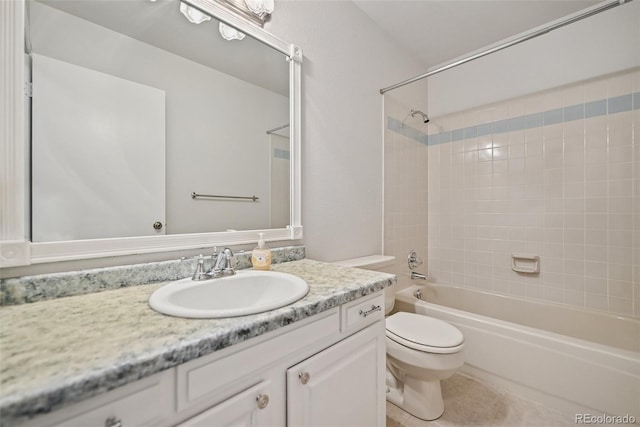 723 Eaton Rd, Palmer Lake, CO 80133 - full bathroom with bathtub / shower combination, tile patterned floors, vanity, and toilet