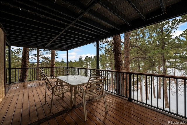 723 Eaton Rd, Palmer Lake, CO 80133 - wooden deck featuring outdoor dining space