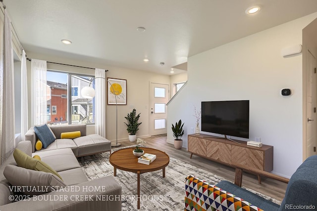 living room with wood-type flooring