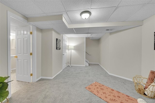 1229 James Cir Unit 1, Lafayette, CO 80026 - finished basement with carpet floors, a paneled ceiling, and stairs
