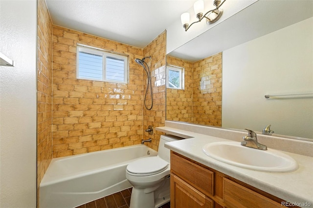22501 E Belleview Pl, Aurora, CO 80015 - bathroom featuring bathing tub / shower combination, vanity, and wood finished floors