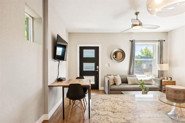 2645 W 24th Ave, Denver, CO 80211 - living room featuring wood finished floors and ceiling fan