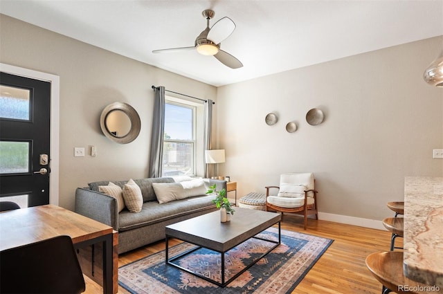 2645 W 24th Ave, Denver, CO 80211 - living area featuring light wood-style floors and a ceiling fan