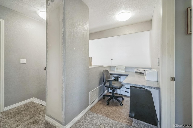 20338 E 48th Dr, Denver, CO 80249 - home office featuring carpet flooring, a textured ceiling, baseboards, and a textured wall