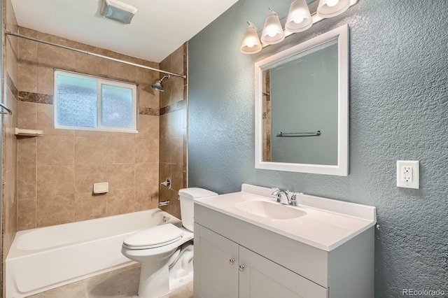 921 Dakin St, Denver, CO 80221 - bathroom with a textured wall, vanity, and tub / shower combination