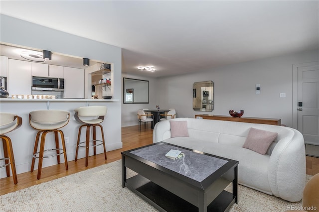 living room with light hardwood / wood-style flooring