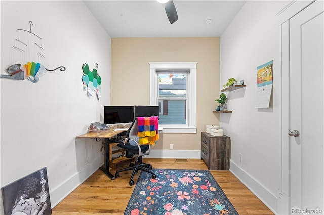 4501 Zenobia St, Denver, CO 80212 - office area with ceiling fan and light wood-type flooring