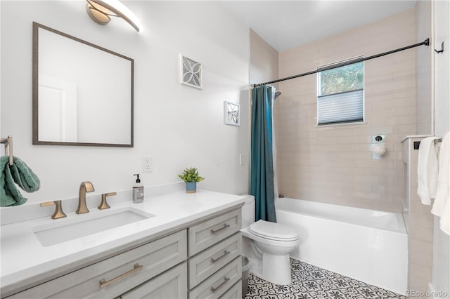 4501 Zenobia St, Denver, CO 80212 - bathroom with vanity, shower / bath combination with curtain, and tile patterned flooring