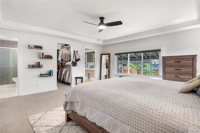 4501 Zenobia St, Denver, CO 80212 - bedroom featuring carpet floors, a walk in closet, ensuite bathroom, a closet, and ceiling fan