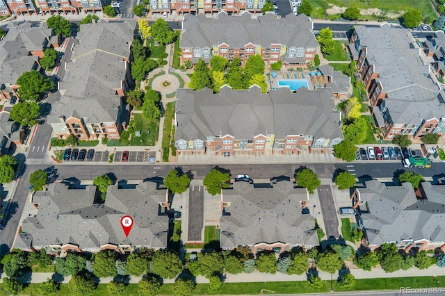9637 E 5th Ave Unit 101, Denver, CO 80230 - aerial view of property and surrounding area featuring nearby suburban area