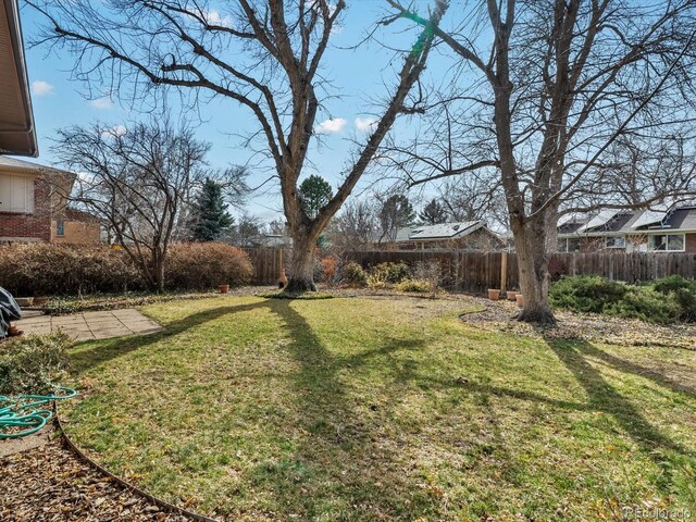 view of yard with a fenced backyard