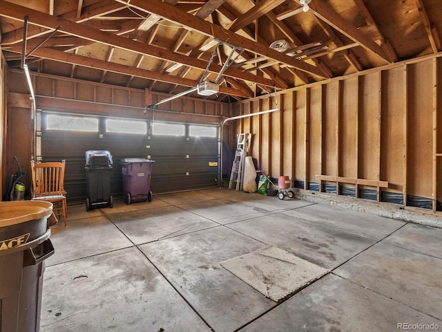 garage with a garage door opener