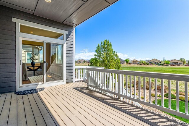 deck with a residential view