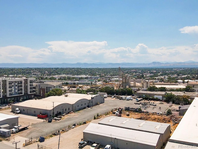 drone / aerial view featuring a mountain view