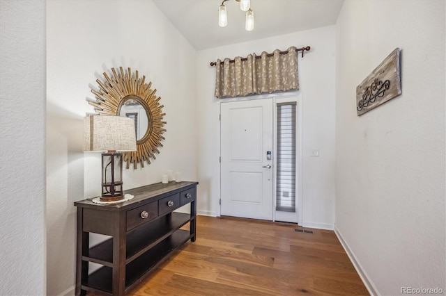 foyer with dark wood-type flooring