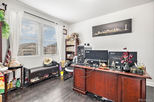 office area featuring dark wood-style floors