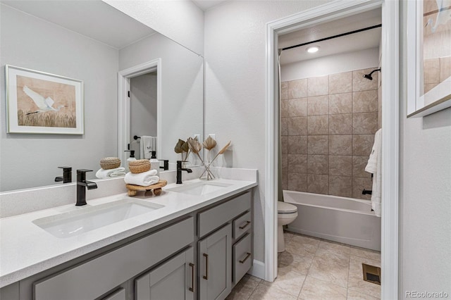 16897 W 92nd Dr, Arvada, CO 80007 - bathroom with double vanity, shower / bathtub combination, and tile patterned floors