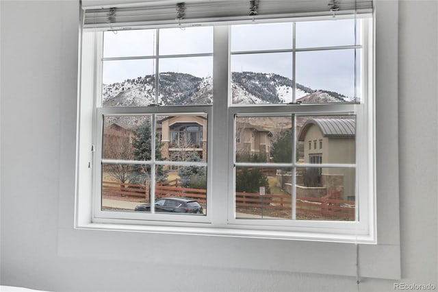 exterior details featuring a mountain view