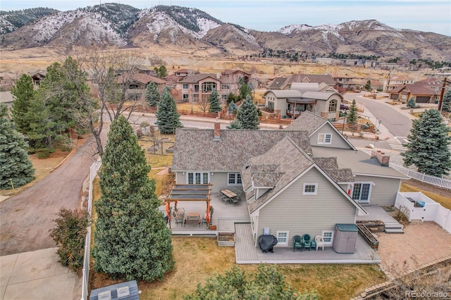 aerial view with a residential view and a mountain view