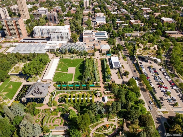 aerial view with a city view