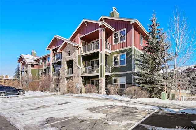 view of snow covered property