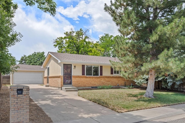 2380 W Baltic Pl, Englewood, CO 80110 - ranch-style house featuring brick siding, a garage, driveway, and roof with shingles
