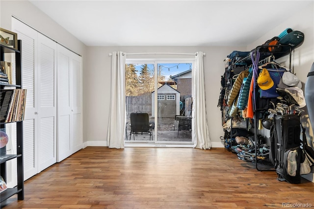 walk in closet featuring hardwood / wood-style floors