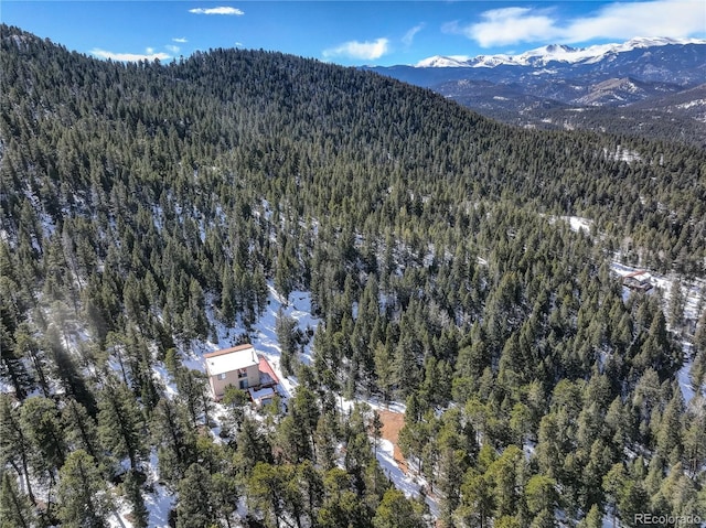 aerial view with a mountain view