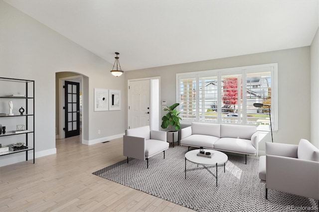 living room with light hardwood / wood-style floors