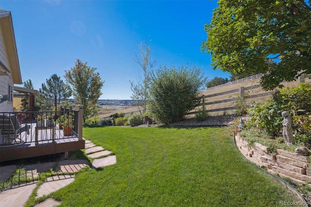 view of yard featuring a deck