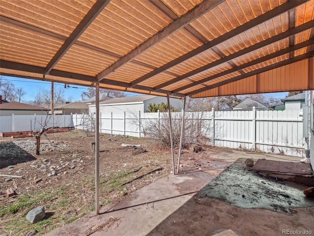 view of yard featuring a fenced backyard and a patio