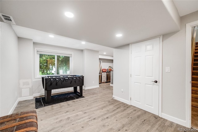 22428 Quail Run Ln, Parker, CO 80138 - game room with light wood-style flooring, baseboards, and recessed lighting