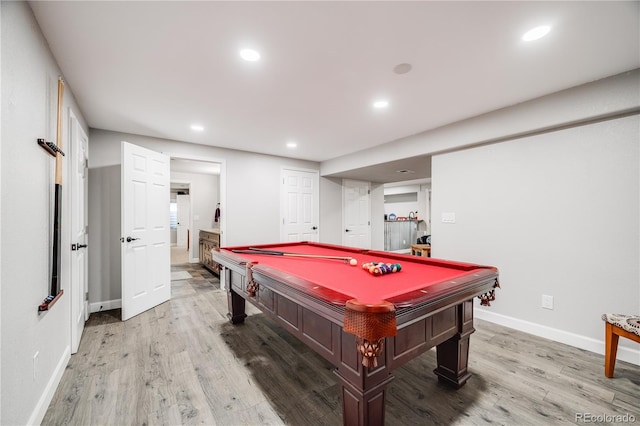 22428 Quail Run Ln, Parker, CO 80138 - game room with light wood-type flooring, pool table, baseboards, and recessed lighting