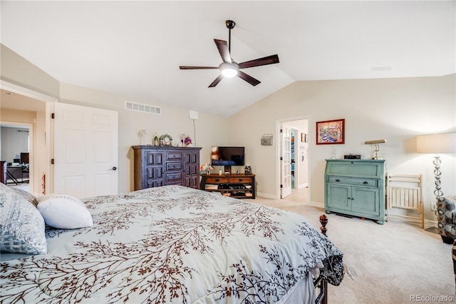 22428 Quail Run Ln, Parker, CO 80138 - bedroom with lofted ceiling, light carpet, baseboards, and ceiling fan