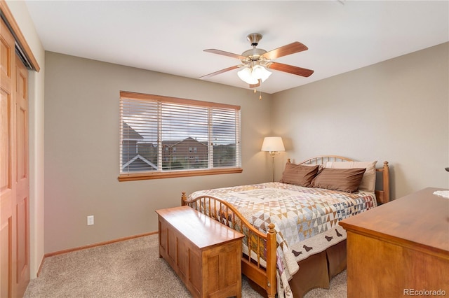 12754 Angelina Dr, Peyton, CO 80831 - bedroom with light carpet, a closet, and ceiling fan