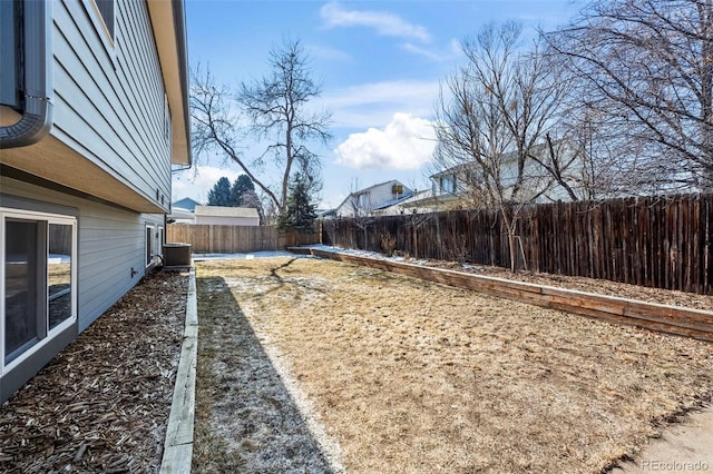 view of yard featuring a fenced backyard